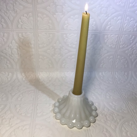 Vintage Milk Glass Candlestick Holder